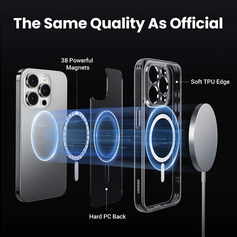 UGREEN Magnetic Case for iPhone 17 16 15 14 13 Pro Max Case Shockproof Cover for iPhone 16 Pro Max Plus 16pro Macsafe TPU Cases