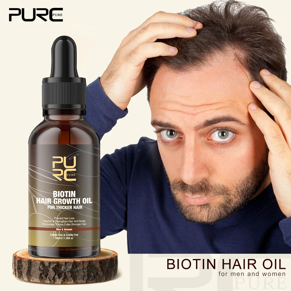 PURC Biotin Hair Growth Oil Shampoo Conditioner Sets Keratin Smoothing Hair Loss Treatment for Men Women Hair Care Products