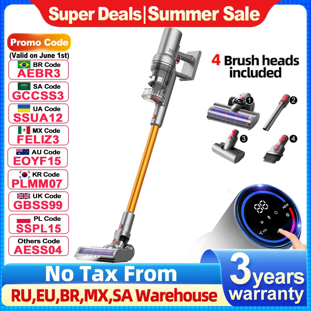 ABIR VC205 Cordless Handheld Vacuum Cleaner,27000PA,Touch Screen,Smart Dust Sensor,Auto Speed Control for Home Bed Carpet Clean