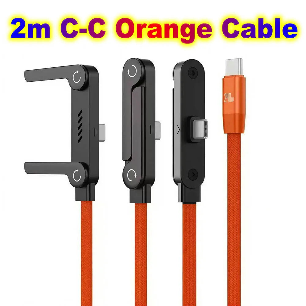 Foldable Charge Cable Usb C Charging Mobile Cable C Flat Charger for iPhone Kickcable Phone Kick Stand Ultra Fast Type C Wire 2M