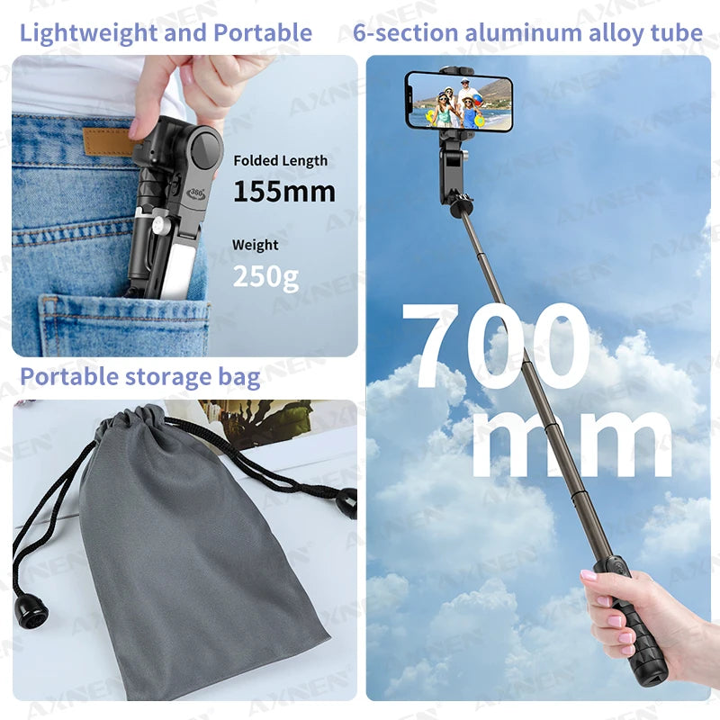 Desktop Gimbal Handheld Stabilizer 360 Rotation for Mobile Phone Shooting, Gimbal Selfie Stick Face Follow Stand Monopod Tripod