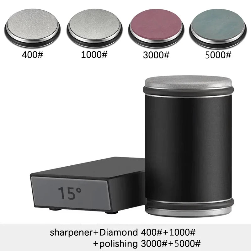Niiruo Rolling Knife Sharpener Double Sided Diamond Sharpening Stone 15_20° Degree Magnetic Angle Roller Sharpening for Kitchen