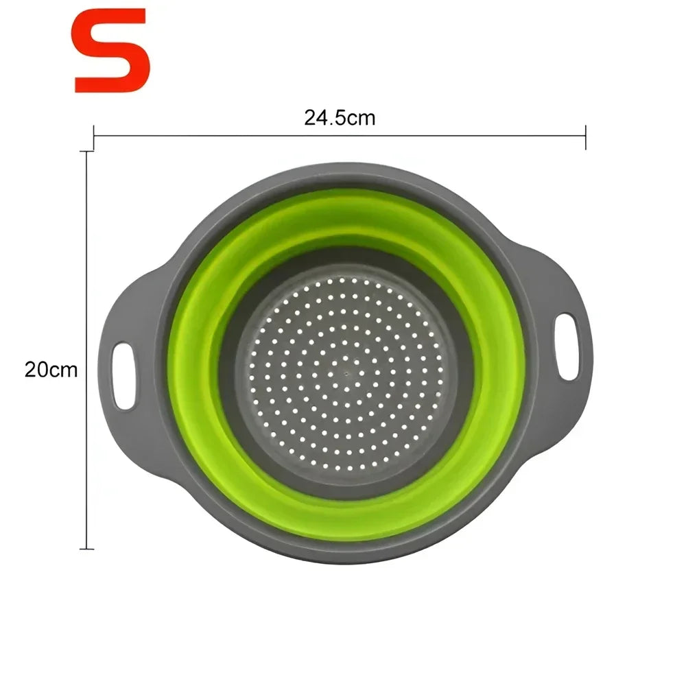 2PCS Silicone Folding Drainer Basket Fruit Vegetable Foldable Colander Kitchen Strainer for Food Pasta Kitchenware Drain Device