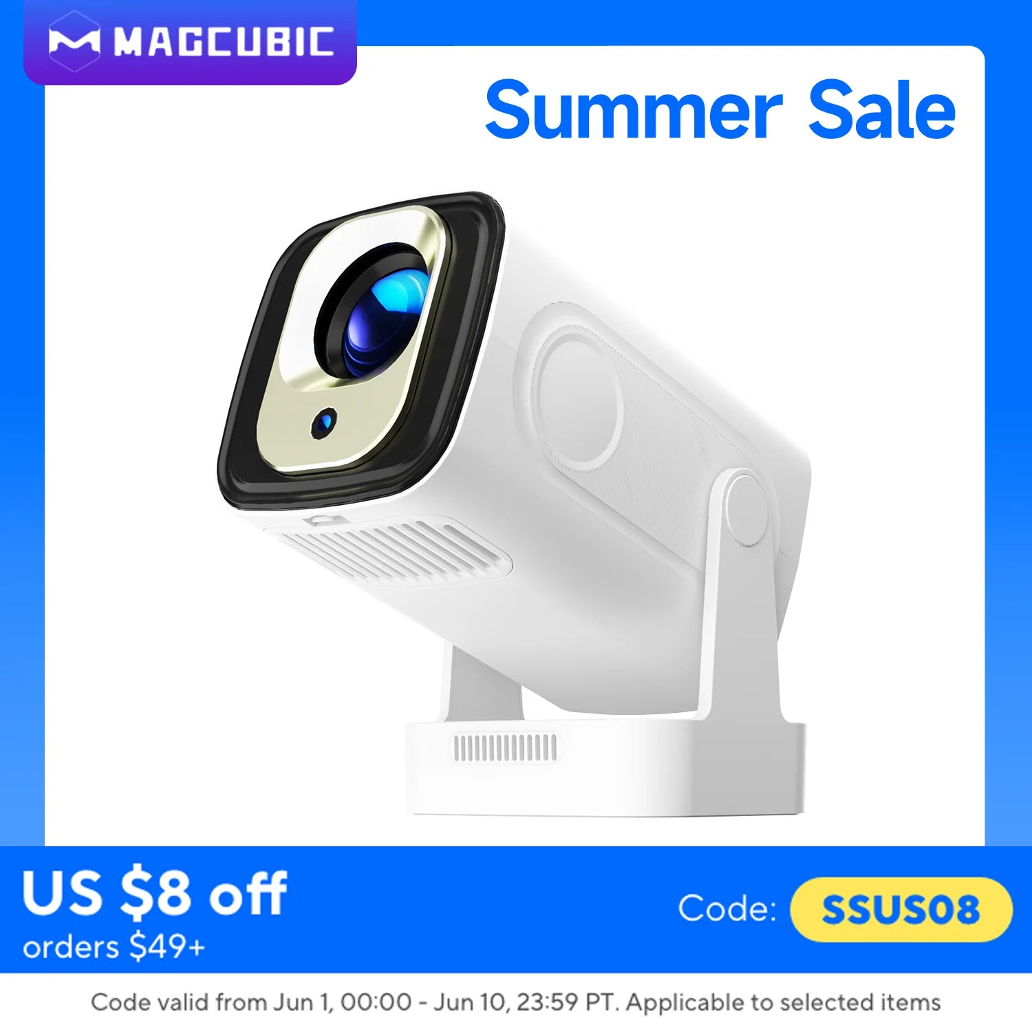 Magcubic HY310 Auto Focus Projector 1080P Native 4K 330ANSI Android 11 WiFi6 BT5.4 Mini Outdoor Movie Projector with Air Mouse