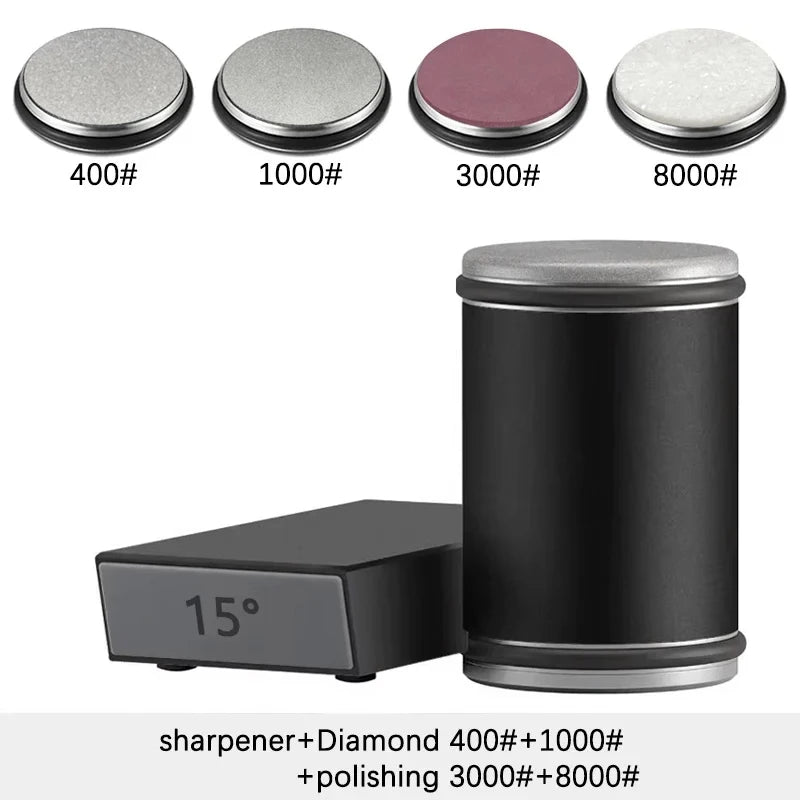Niiruo Rolling Knife Sharpener Double Sided Diamond Sharpening Stone 15_20° Degree Magnetic Angle Roller Sharpening for Kitchen