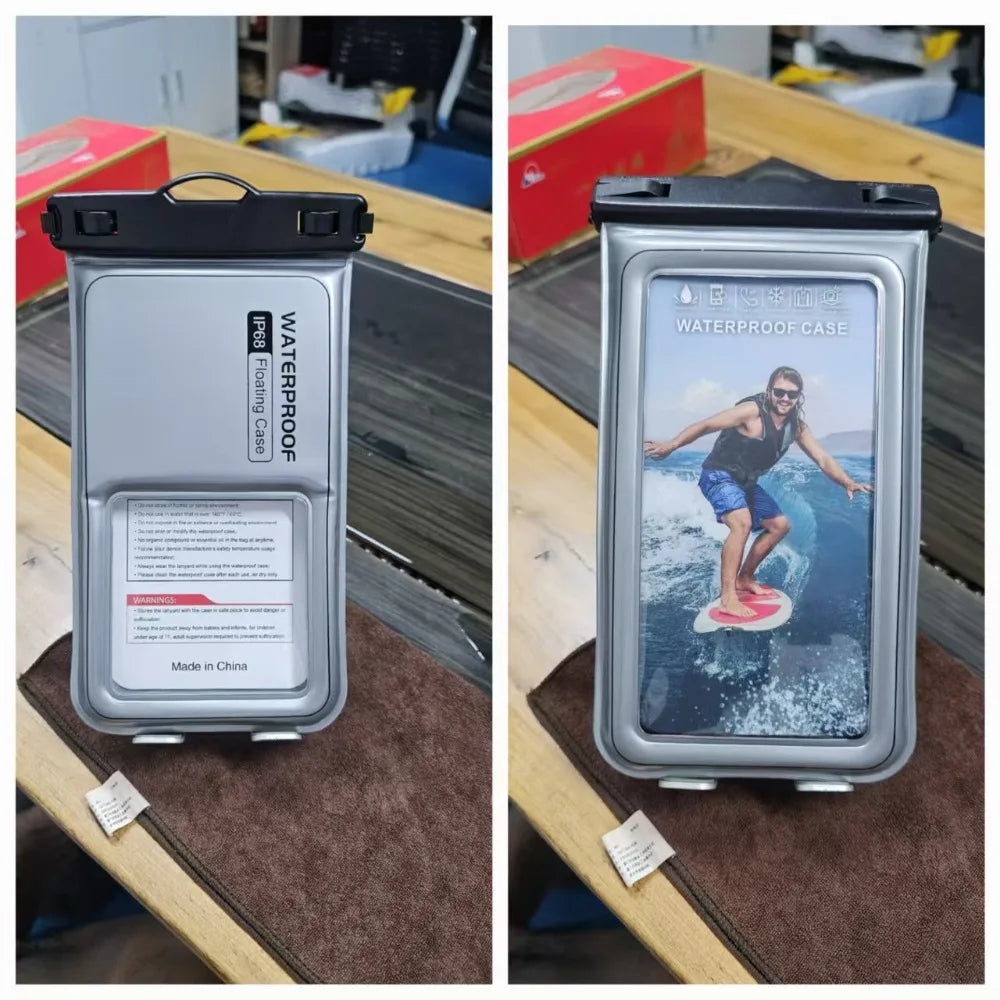 Bubble Float Waterproof Phone Case with Detachable Strap Touch Screen Crossboday Swim Storage Pouch Ultra Thin Universal