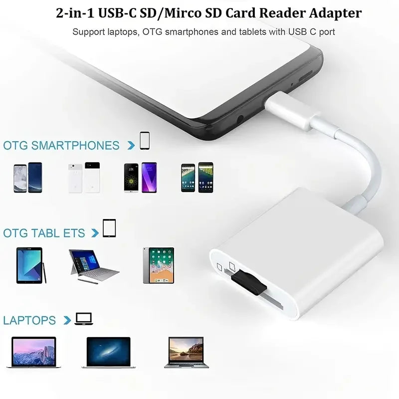 USB C Memory Card Reader Type C to SD TF Adapter for iPhone15 Huawei Xiaomi SD TF Card Reader Data Converter For Camera Card