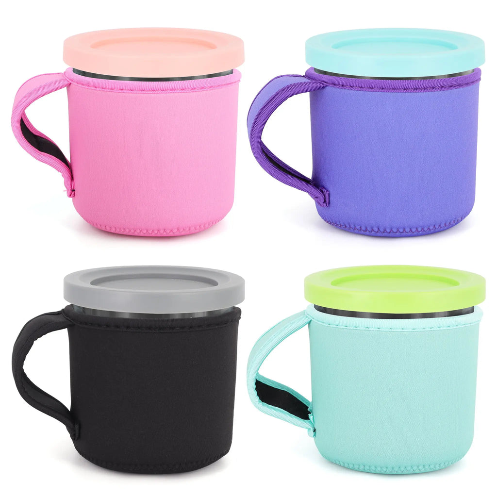 1/4Pcs Reusable Ice Cream Sleeves with Handle, Neoprene Insulated Sleeves for Ninja Creami Pints, Frozen Dessert