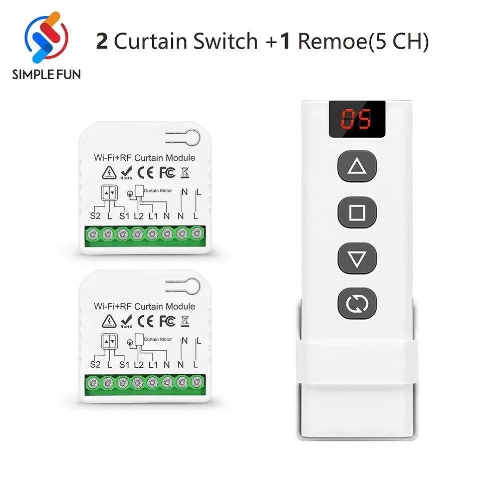 WiFi RF Curtain Smart Switch ,Tuya Smart life Module for Roller Shutter Window Blinds ,5-in-1 Remote,Timer,Google Home Alexa