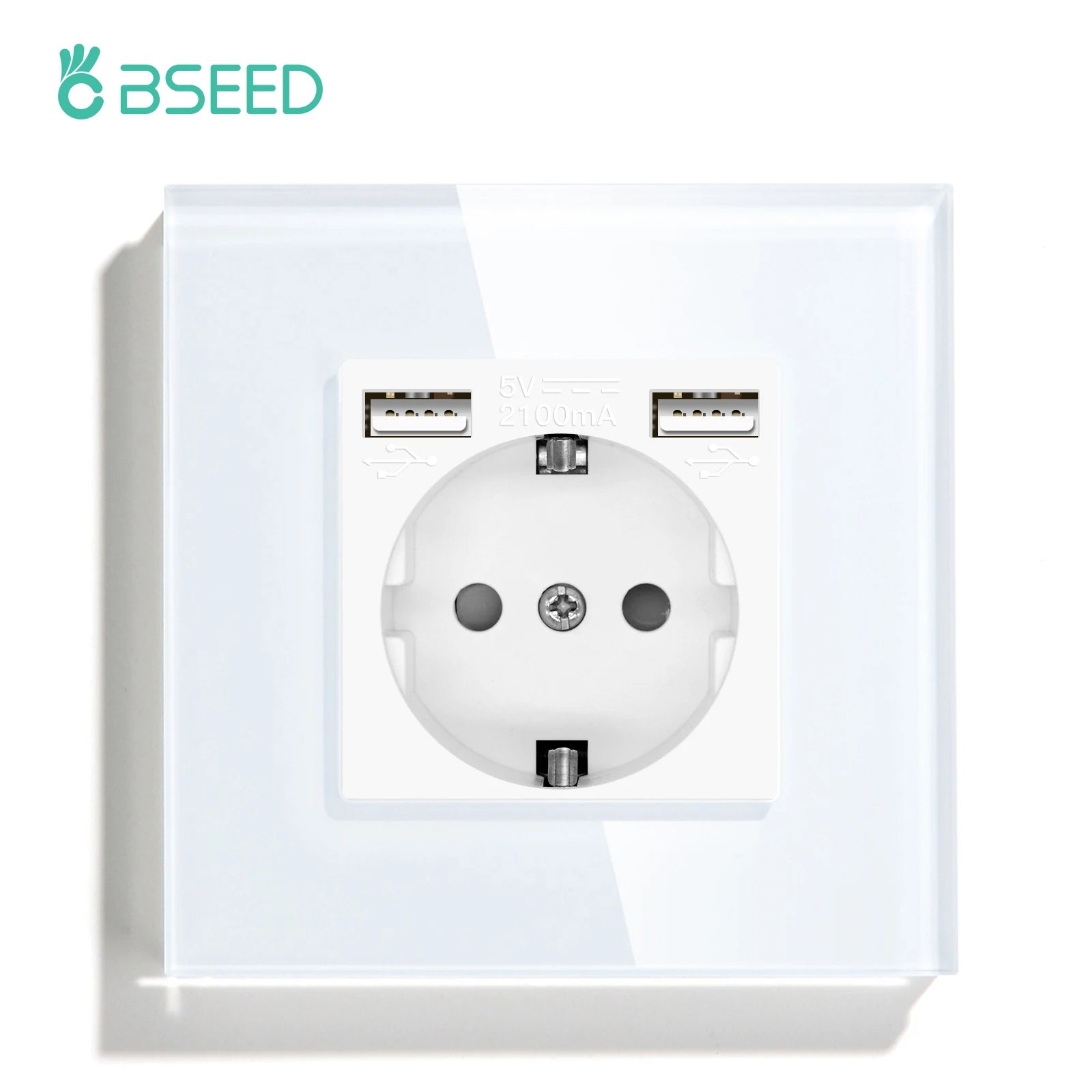 BSEED EU Standard Wifi Wall Switch 1/2/3Gang 1/2/3Way Smart Touch Light Switches Wall Socket Outlets Google Alexa Tuya Control
