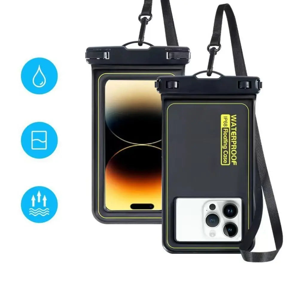 Bubble Float Waterproof Phone Case with Detachable Strap Touch Screen Crossboday Swim Storage Pouch Ultra Thin Universal