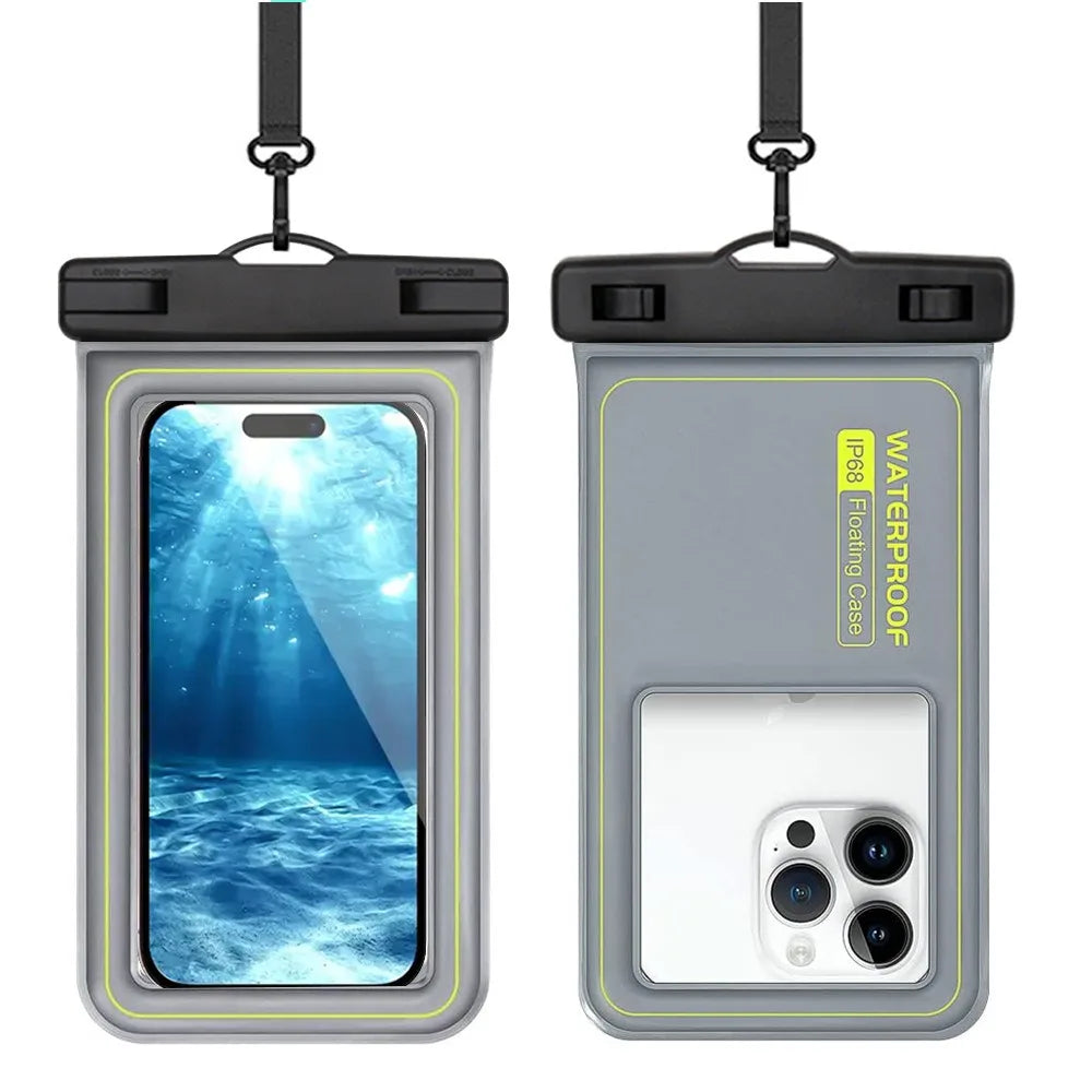 Bubble Float Waterproof Phone Case with Detachable Strap Touch Screen Crossboday Swim Storage Pouch Ultra Thin Universal