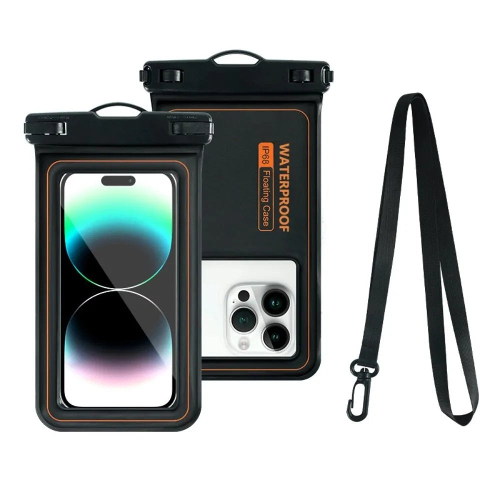 Bubble Float Waterproof Phone Case with Detachable Strap Touch Screen Crossboday Swim Storage Pouch Ultra Thin Universal