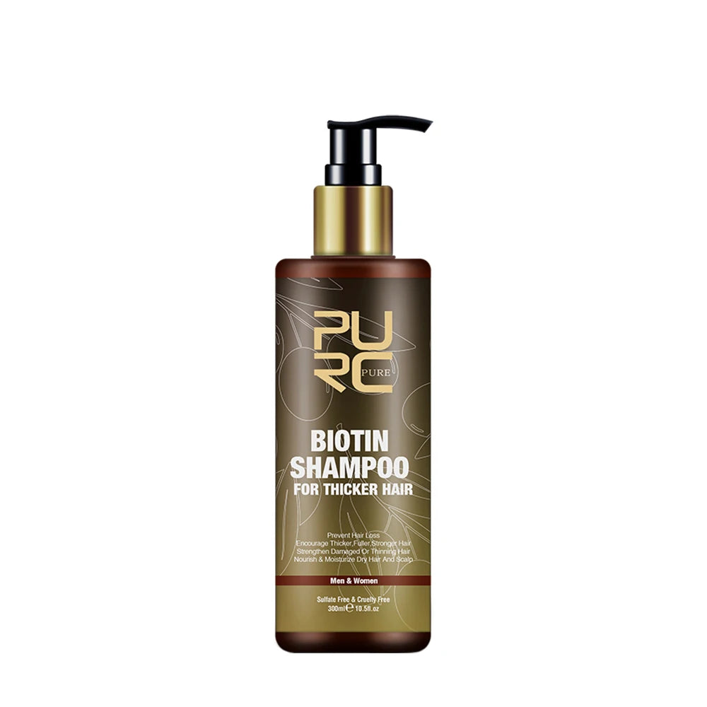 PURC Biotin Hair Growth Oil Shampoo Conditioner Sets Keratin Smoothing Hair Loss Treatment for Men Women Hair Care Products