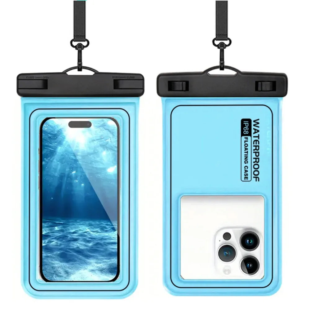Bubble Float Waterproof Phone Case with Detachable Strap Touch Screen Crossboday Swim Storage Pouch Ultra Thin Universal