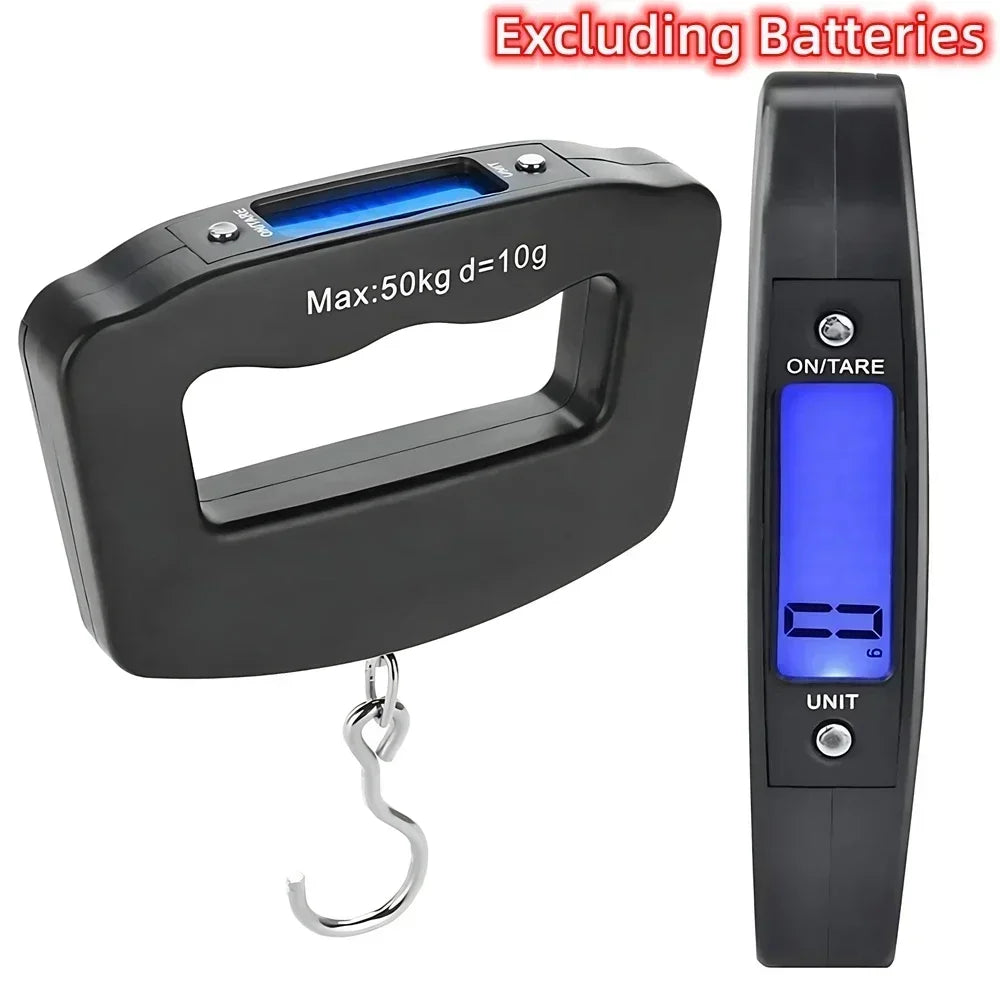 50kg/110lb Portable Scale LCD Digital Luggage Suitcase Scale Handled Travel Baggage Bag Fish Weighting Hook Hanging Scales