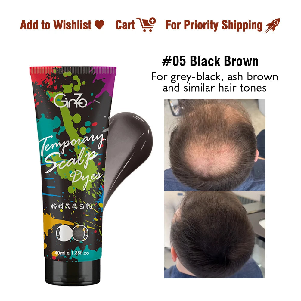 GINZO Hair Concealer for Baldness Dye Hair Corrector Cream for Man Waterproof Fill Up Black Hair Powder Upgraded Home Use 40ml
