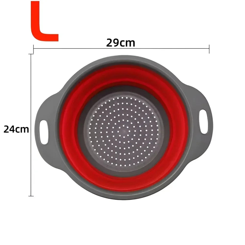 2PCS Silicone Folding Drainer Basket Fruit Vegetable Foldable Colander Kitchen Strainer for Food Pasta Kitchenware Drain Device