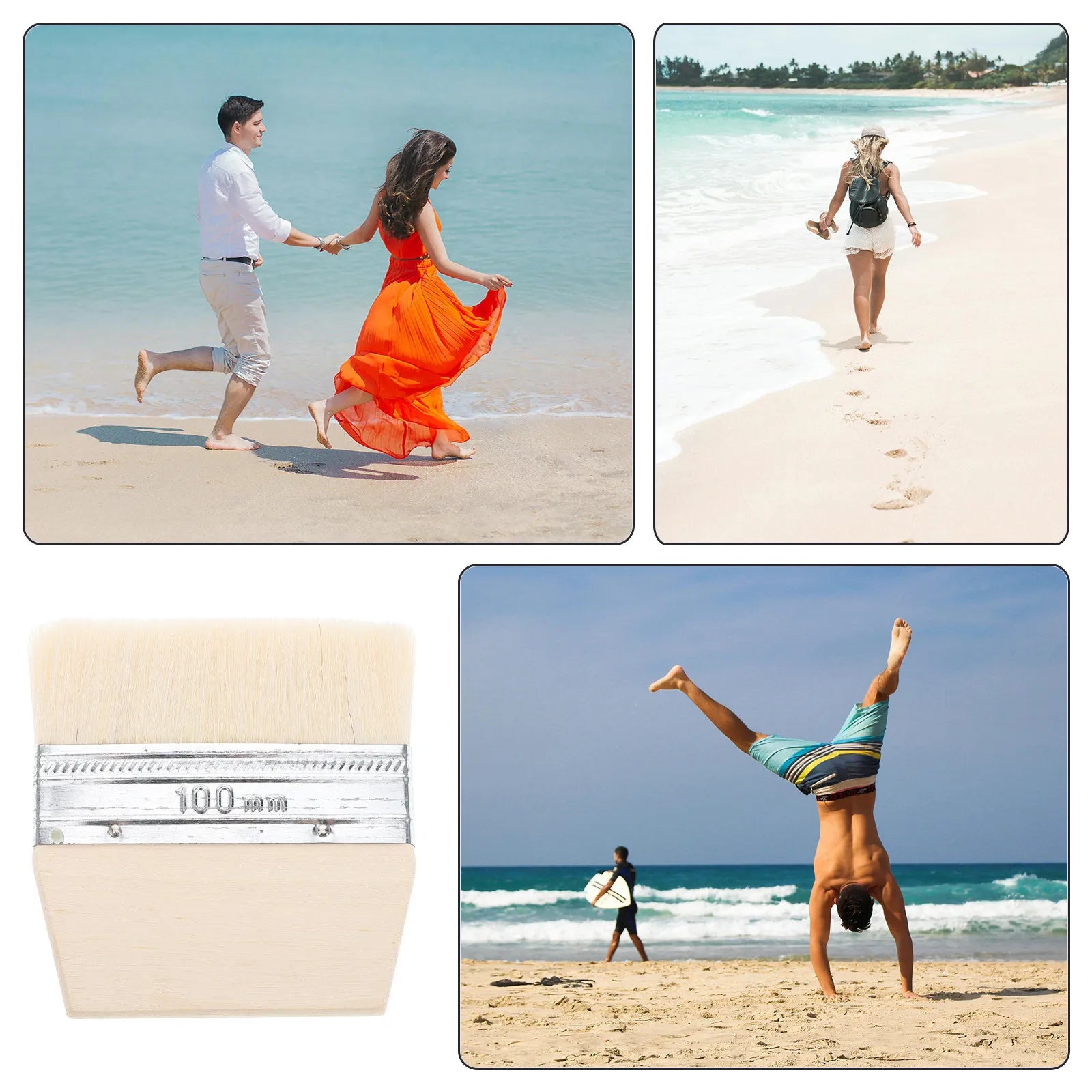 Beach Sand Brush Remover Soft Bristle Wooden Portable Body Brush Feet Cleaner for Volleyball Sand Removal Multiuse Cleaner