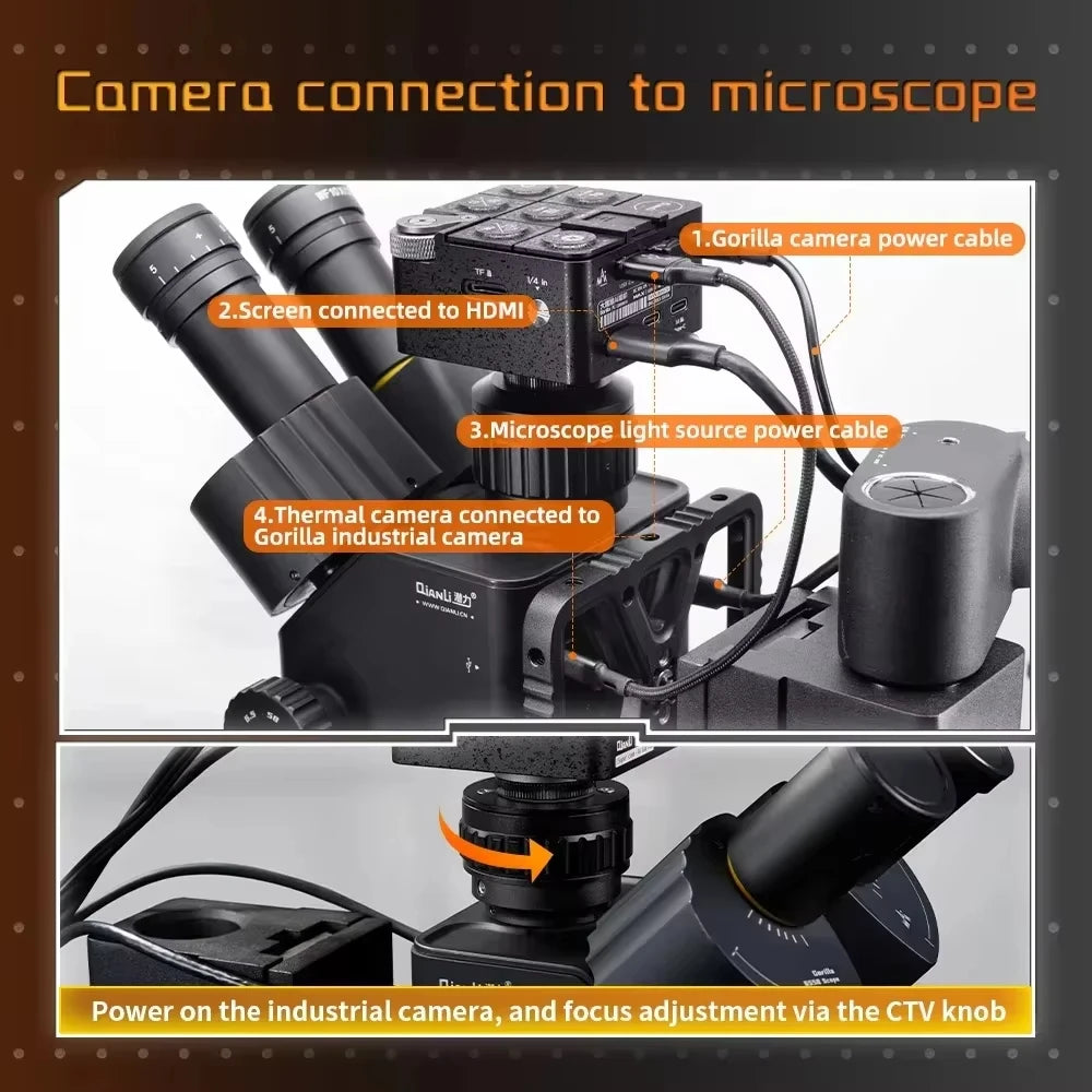Qianli 6558X Gorilla Industrial Trinocular Microscope 6.5X-58X Zoom Electron Microscope For Mobile Phones PCB Repair tools Set