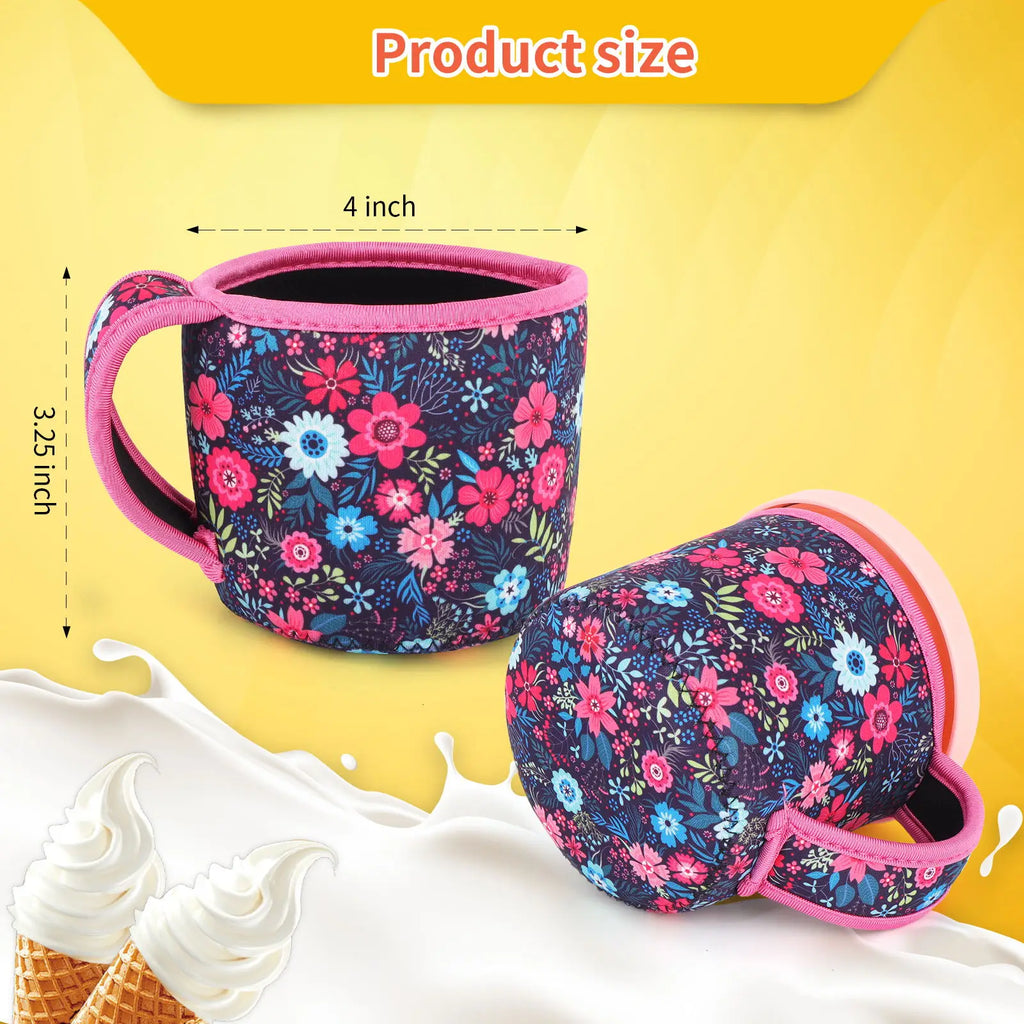 1/4Pcs Reusable Ice Cream Sleeves with Handle, Neoprene Insulated Sleeves for Ninja Creami Pints, Frozen Dessert