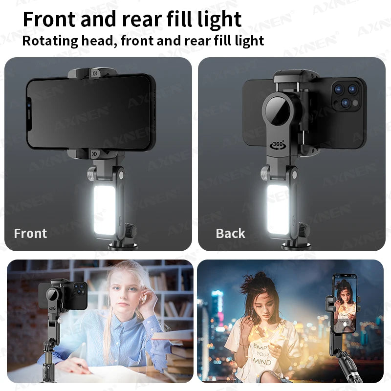 Desktop Gimbal Handheld Stabilizer 360 Rotation for Mobile Phone Shooting, Gimbal Selfie Stick Face Follow Stand Monopod Tripod