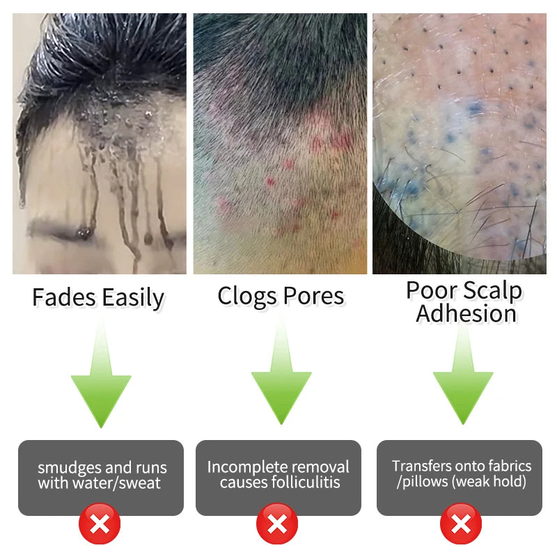 GINZO Hair Concealer for Baldness Dye Hair Corrector Cream for Man Waterproof Fill Up Black Hair Powder Upgraded Home Use 40ml