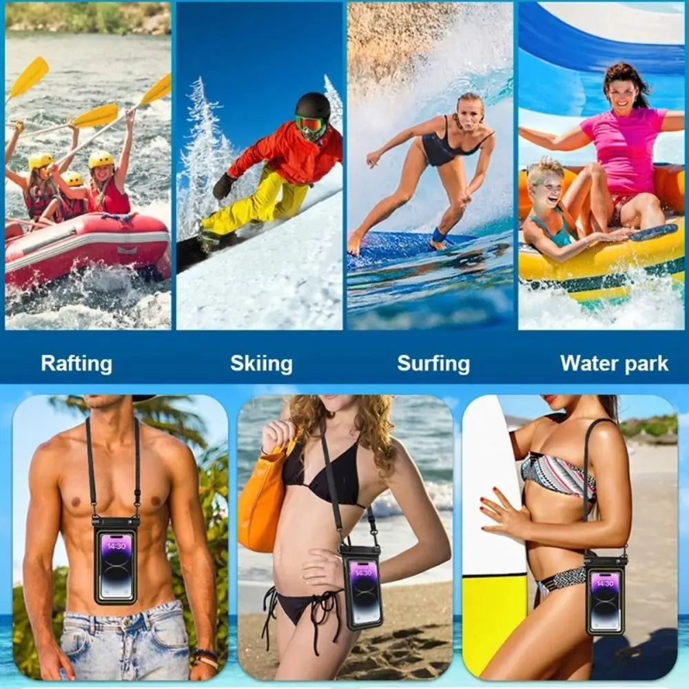 Bubble Float Waterproof Phone Case with Detachable Strap Touch Screen Crossboday Swim Storage Pouch Ultra Thin Universal