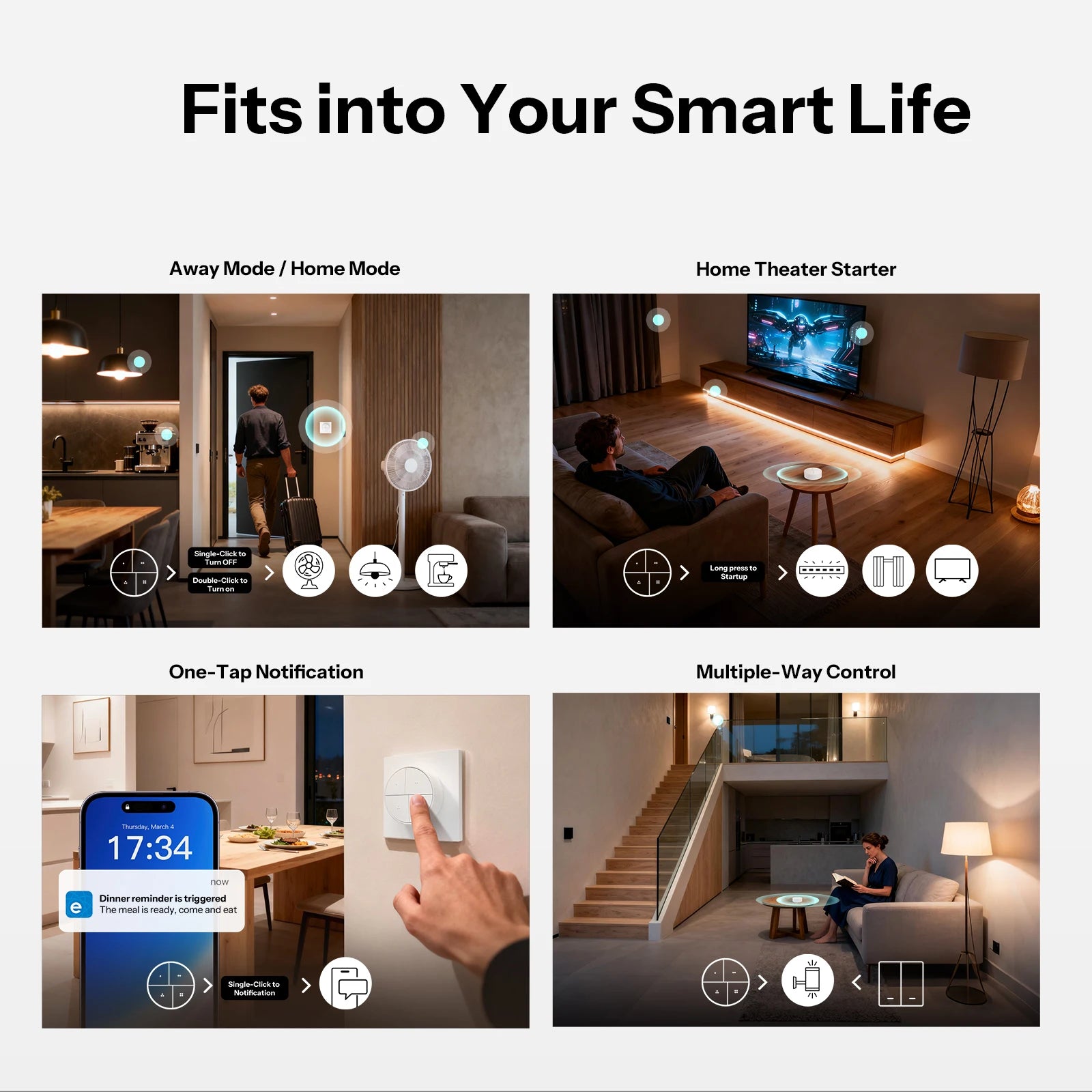 SONOFF Orb 4-In-1 Zigbee Smart Scene Button Split Magnetic Design Zigbee & eWeLink-Remote Dual Protocol Multiple Trigger Actions