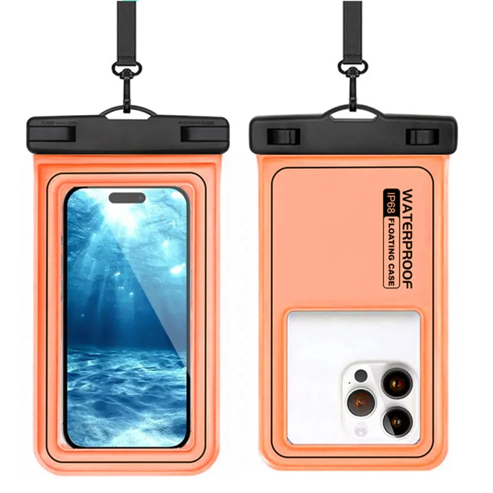 Bubble Float Waterproof Phone Case with Detachable Strap Touch Screen Crossboday Swim Storage Pouch Ultra Thin Universal