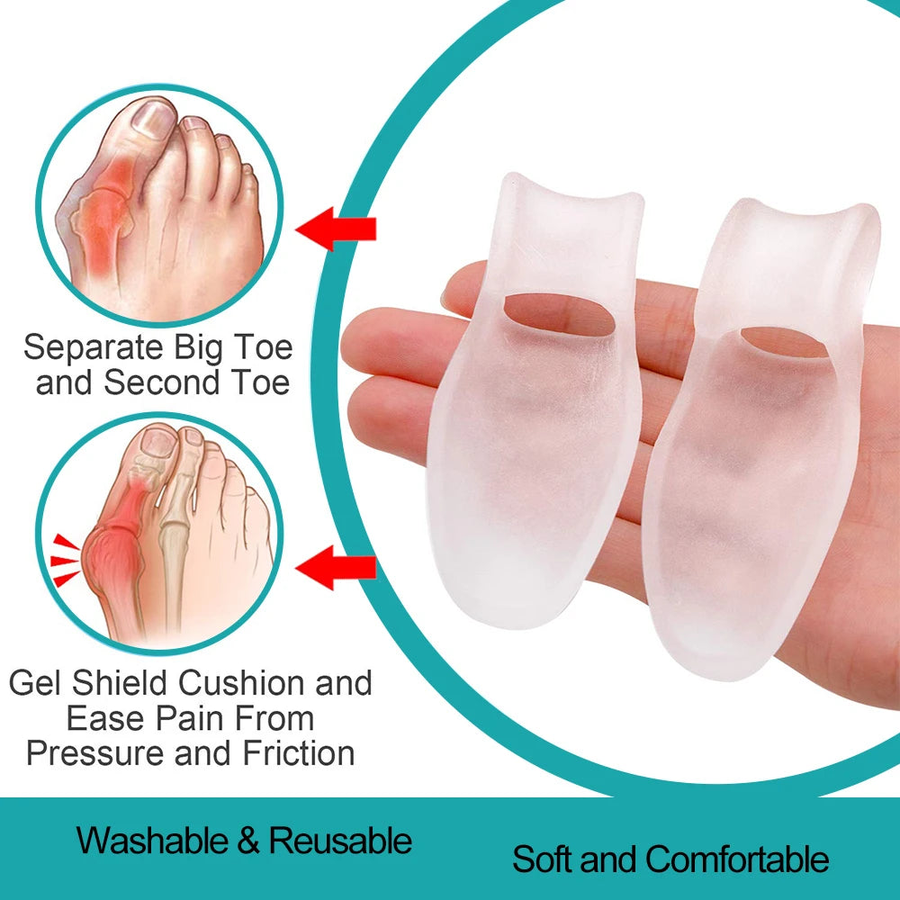 1Pair Silicone Gel Thumb Corrector Bunion Little Toe Protector Separator Hallux Valgus Finger Straightener Foot Care Relief Pads