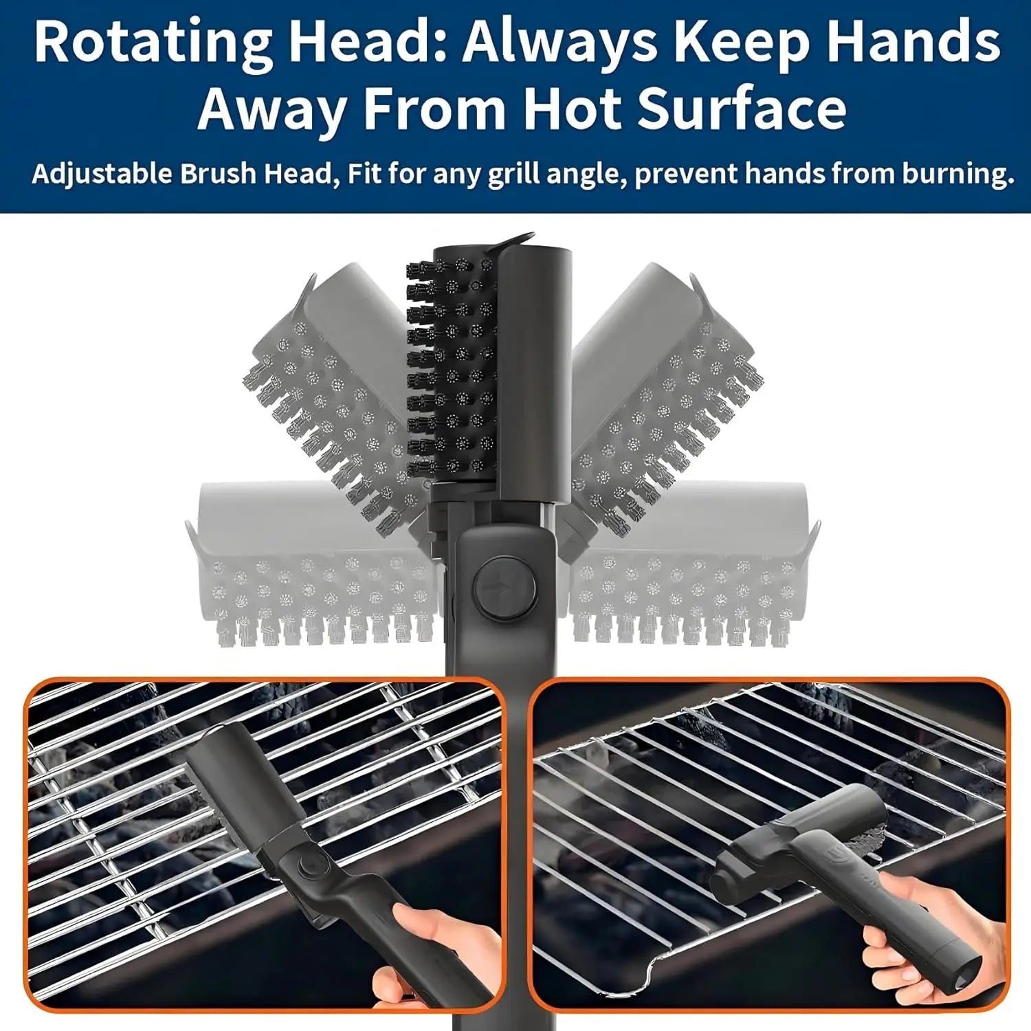 Electric Grill Brush 2 in 1 Cordless Rechargeable Grill Cleaning Brush Stainless Steel Brush Head 3-Speed Power for BBQ Grates