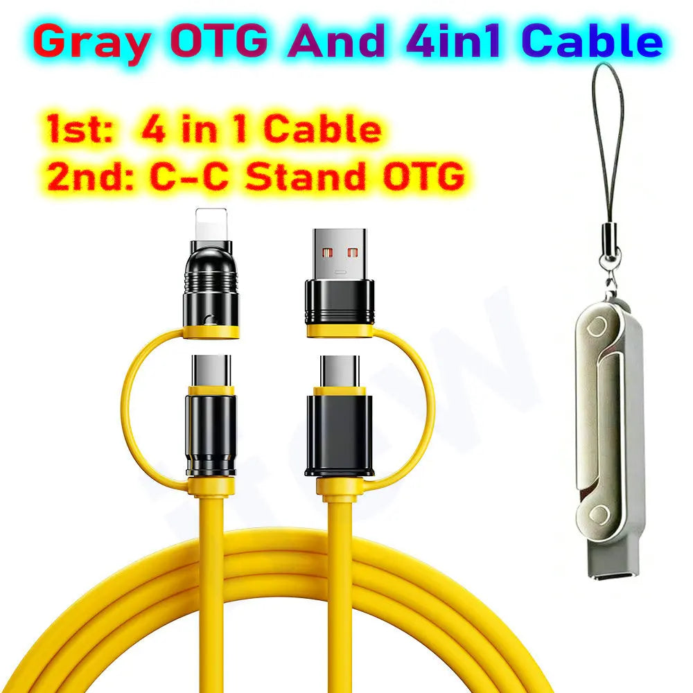 Foldable Charge Cable Usb C Charging Mobile Cable C Flat Charger for iPhone Kickcable Phone Kick Stand Ultra Fast Type C Wire 2M