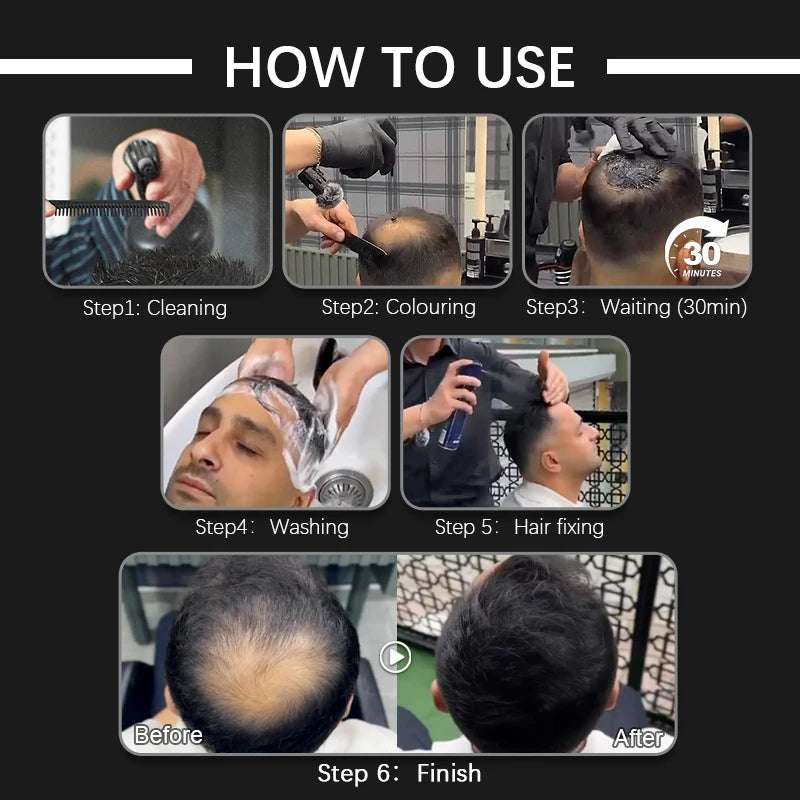 GINZO Hair Concealer for Baldness Dye Hair Corrector Cream for Man Waterproof Fill Up Black Hair Powder Upgraded Home Use 40ml