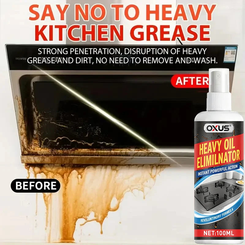 100ML Powerful Kitchen Grease Cleaner Spray Industrial Grade Oil Stain Remover,Fast Formula for Range Hood,Stove,Oven,Countertop