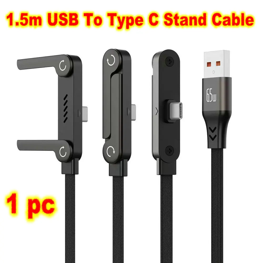 Foldable Charge Cable Usb C Charging Mobile Cable C Flat Charger for iPhone Kickcable Phone Kick Stand Ultra Fast Type C Wire 2M