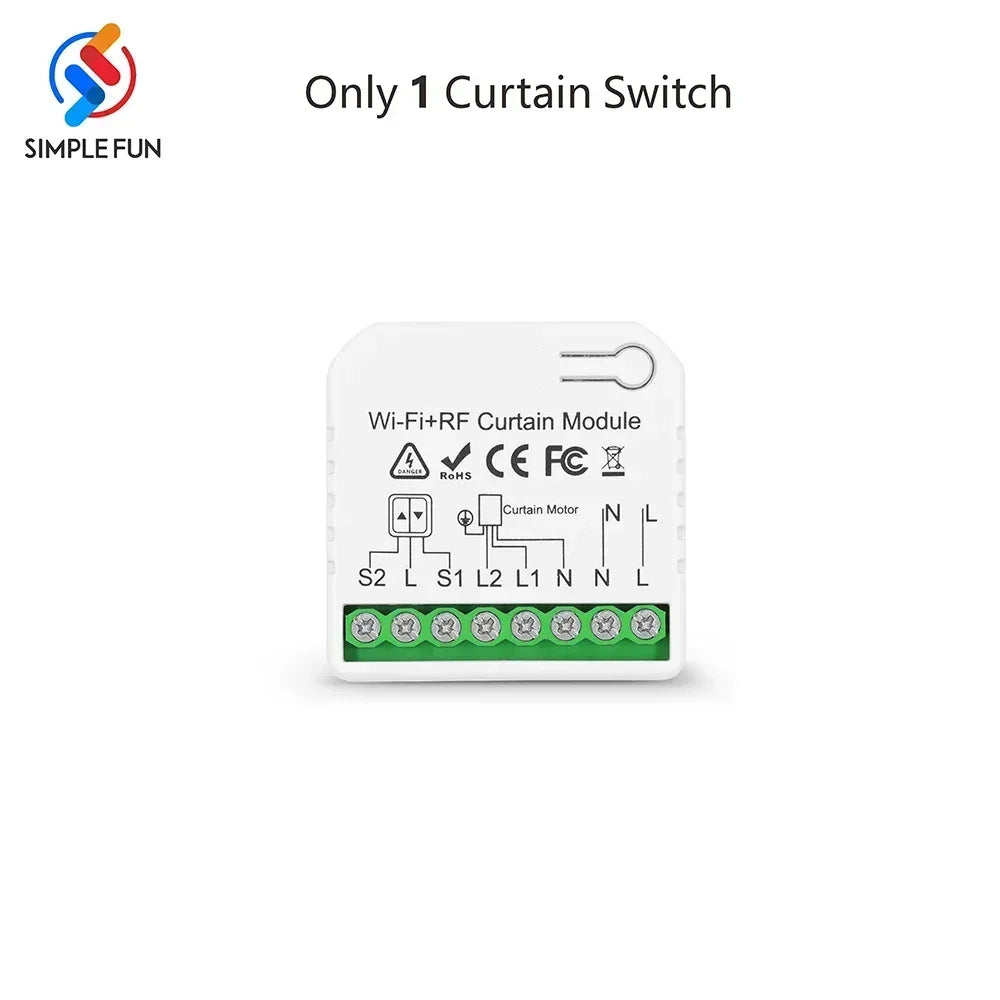 WiFi RF Curtain Smart Switch ,Tuya Smart life Module for Roller Shutter Window Blinds ,5-in-1 Remote,Timer,Google Home Alexa
