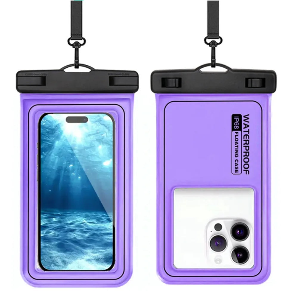 Bubble Float Waterproof Phone Case with Detachable Strap Touch Screen Crossboday Swim Storage Pouch Ultra Thin Universal