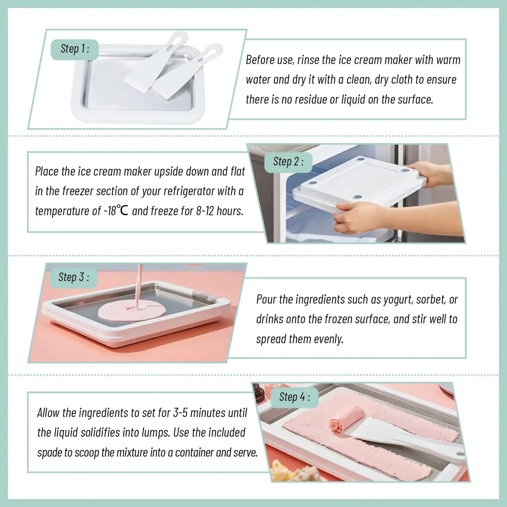 Multifunctional Rolled Ice Cream Maker Cold Sweet Fried Ice Pan DIY Household Frozen Yogurt Maker for Homemade Stir Fry Ice Tray