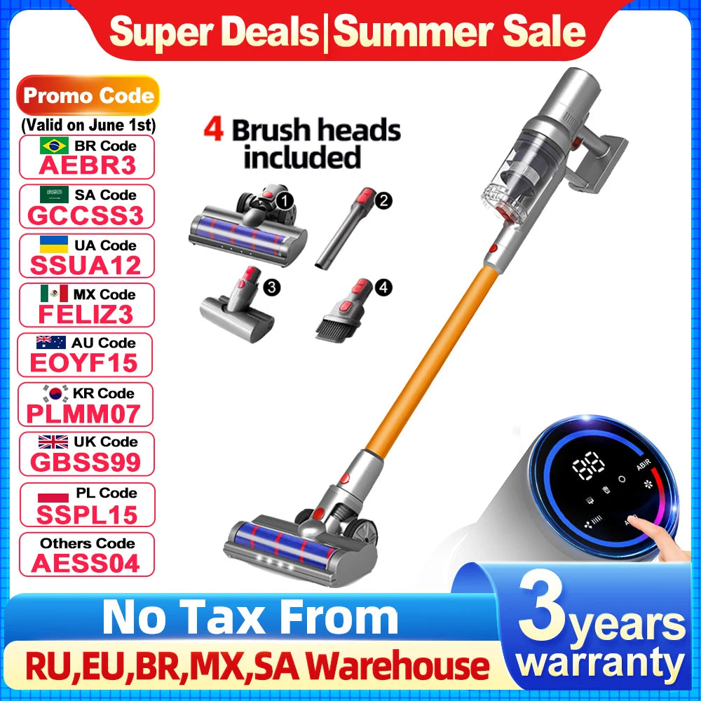 Cordless Handheld Vacuum Cleaner,27000PA,Touch Screen,Smart Dust Sensor,Auto Speed Control for Home Bed Carpet Clean
