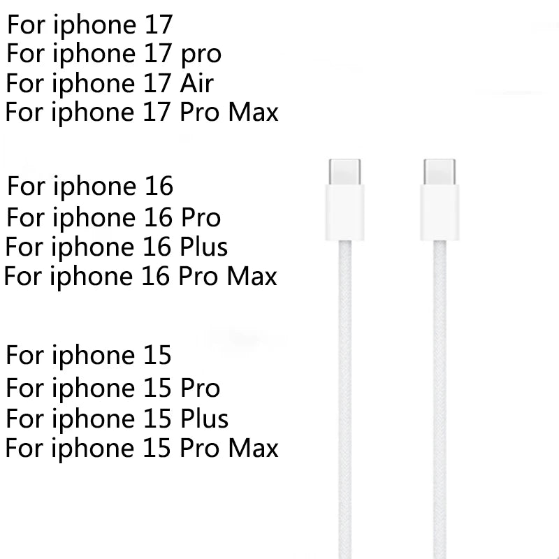 2026 Original 40W-60W USB-C Power Adapter For iphone 17 16 Pro Max Type C fast charger for Apple Cable for iPhone 15 Plus
