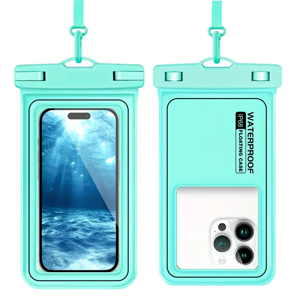 Bubble Float Waterproof Phone Case with Detachable Strap Touch Screen Crossboday Swim Storage Pouch Ultra Thin Universal