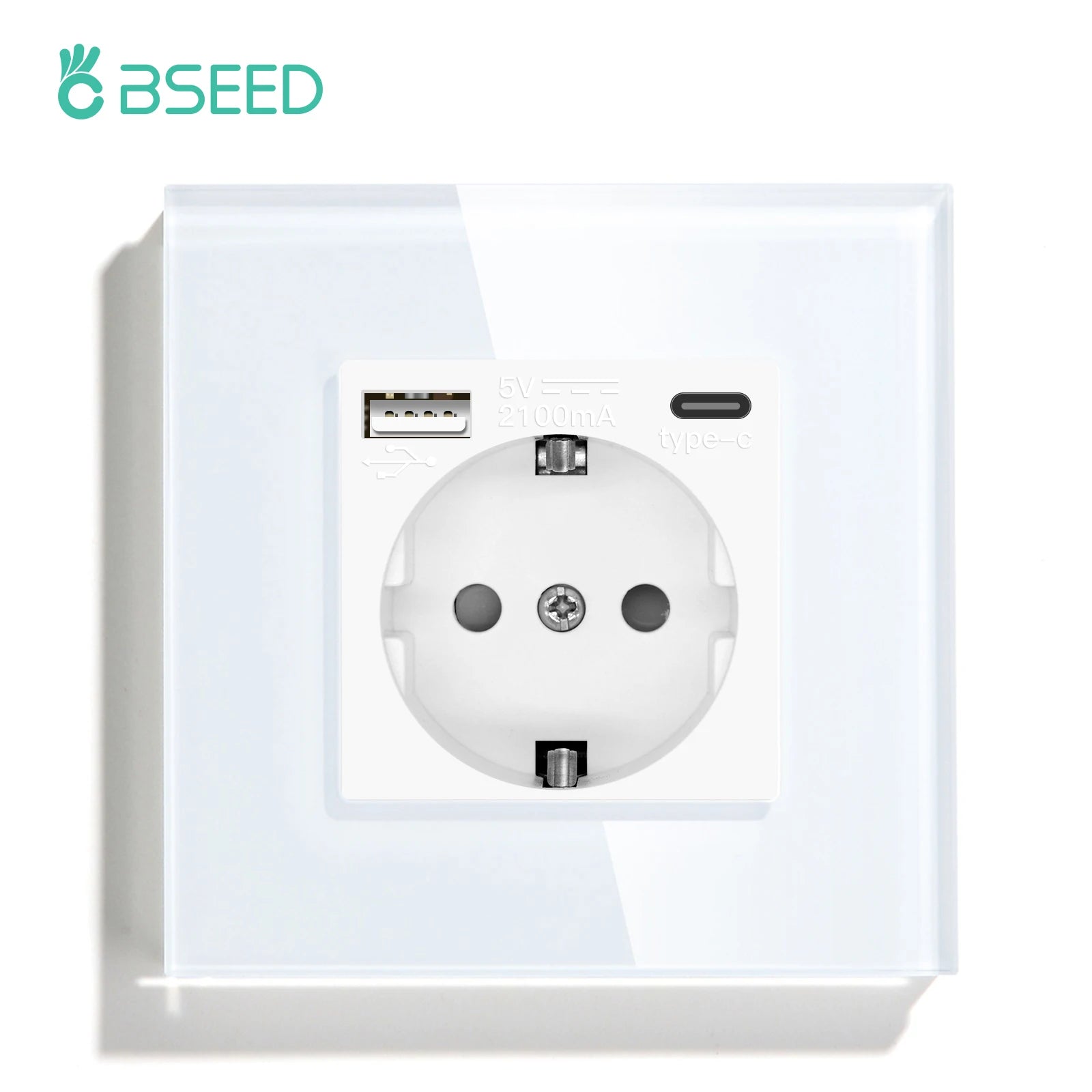 BSEED EU Standard Wifi Wall Switch 1/2/3Gang 1/2/3Way Smart Touch Light Switches Wall Socket Outlets Google Alexa Tuya Control