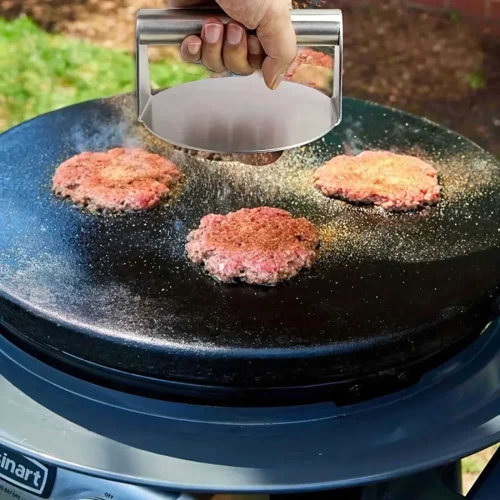 Stainless Steel Smash Burger Press | Heavy Duty Patty Maker & Smasher Mold for BBQ, Grilling Kitchen (Non-Stick)
