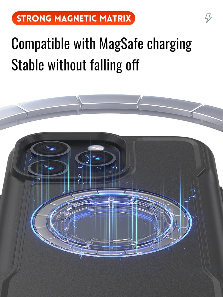 Magnetic Shockproof Case for iPhone 17 16 15 14 Pro Max with Lock-in System Design for Quad-style Bike/Motorcycle Mount/Holder