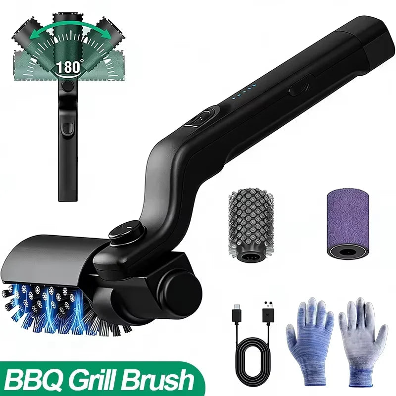 Electric Grill Brush 2 in 1 Cordless Rechargeable Grill Cleaning Brush Stainless Steel Brush Head 3-Speed Power for BBQ Grates