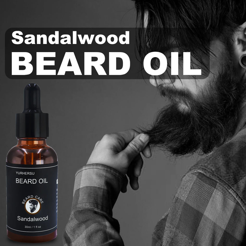 7Pcs Beard Care Kit for Men, Grooming Set Includes Beard Oil, Balm, Comb, Scissors, Brush, Bag - Best Gift