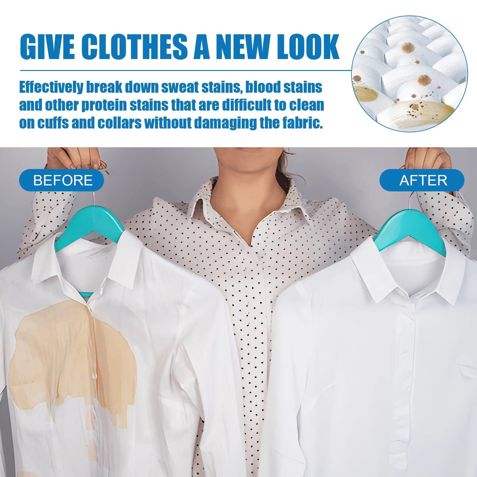 Power Stain Remover 60ml Instant Clothes Cleaner for Grease Yellow Stains Fabric Spot Treatment Portable Dry Cleaning Solution