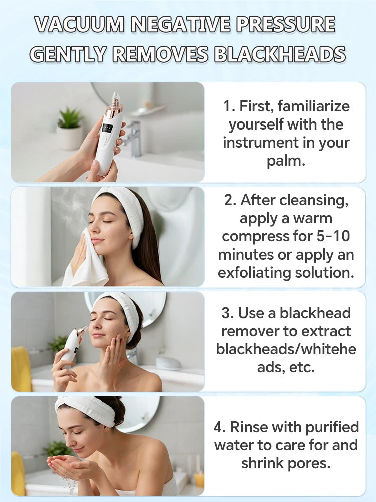 Blackhead Remover Pore Cleaner Skin Pimple Acne Extractor Facial Cleaning Electric Black Head Removal Black Dots Vacuum Cleaner
