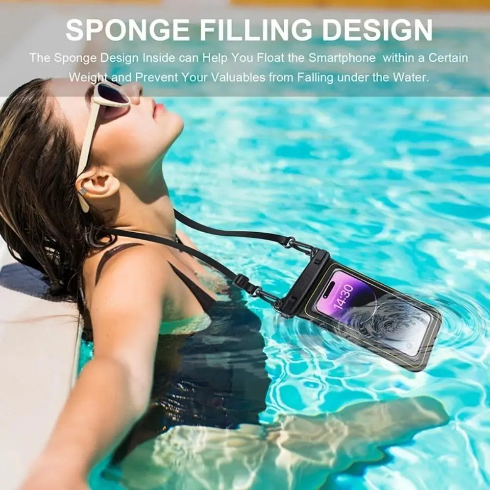 Bubble Float Waterproof Phone Case with Detachable Strap Touch Screen Crossboday Swim Storage Pouch Ultra Thin Universal